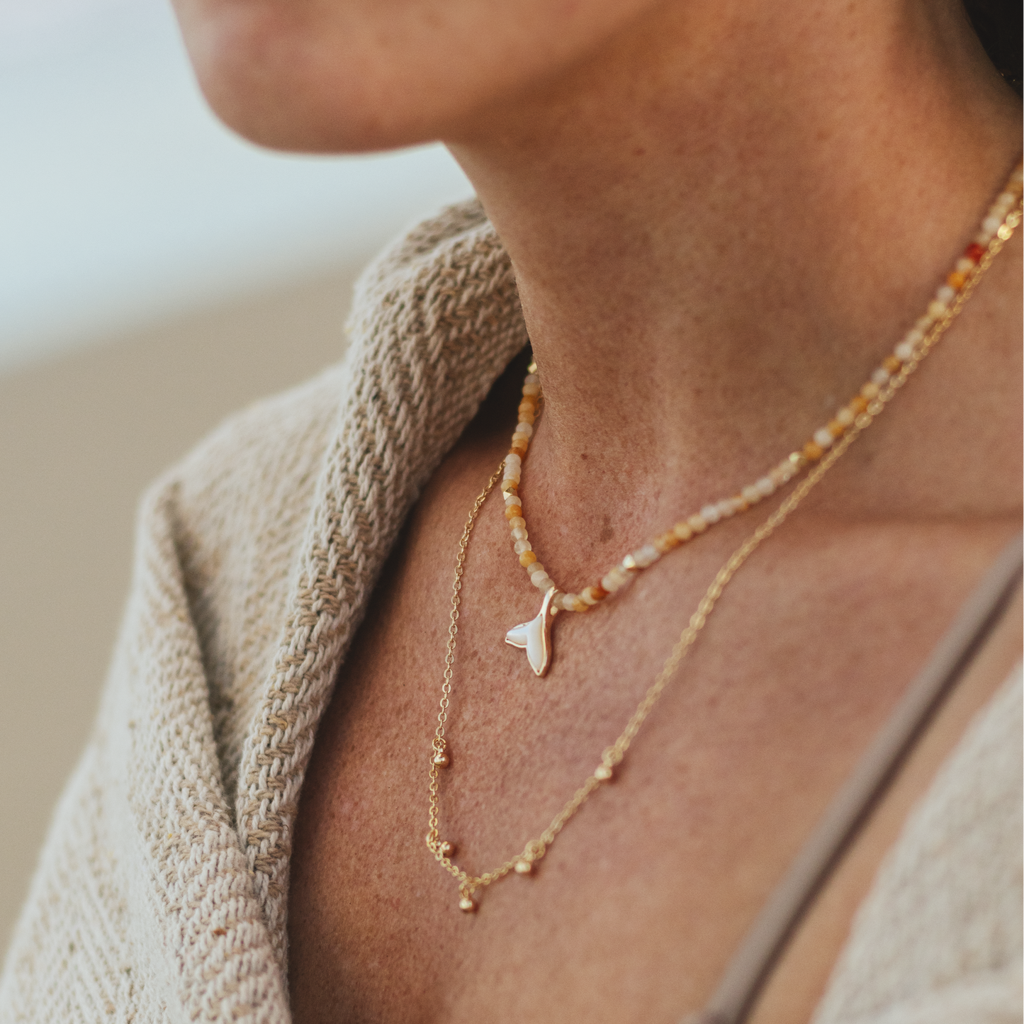 Gemstone Choker – Green Aventurine & Whale Tale