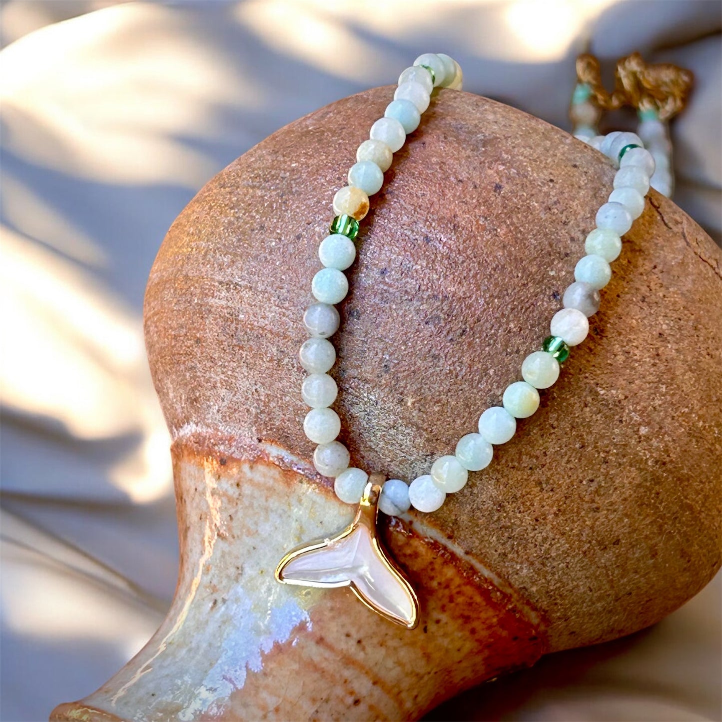 Gemstone Choker – Amazonite and Whale Tale