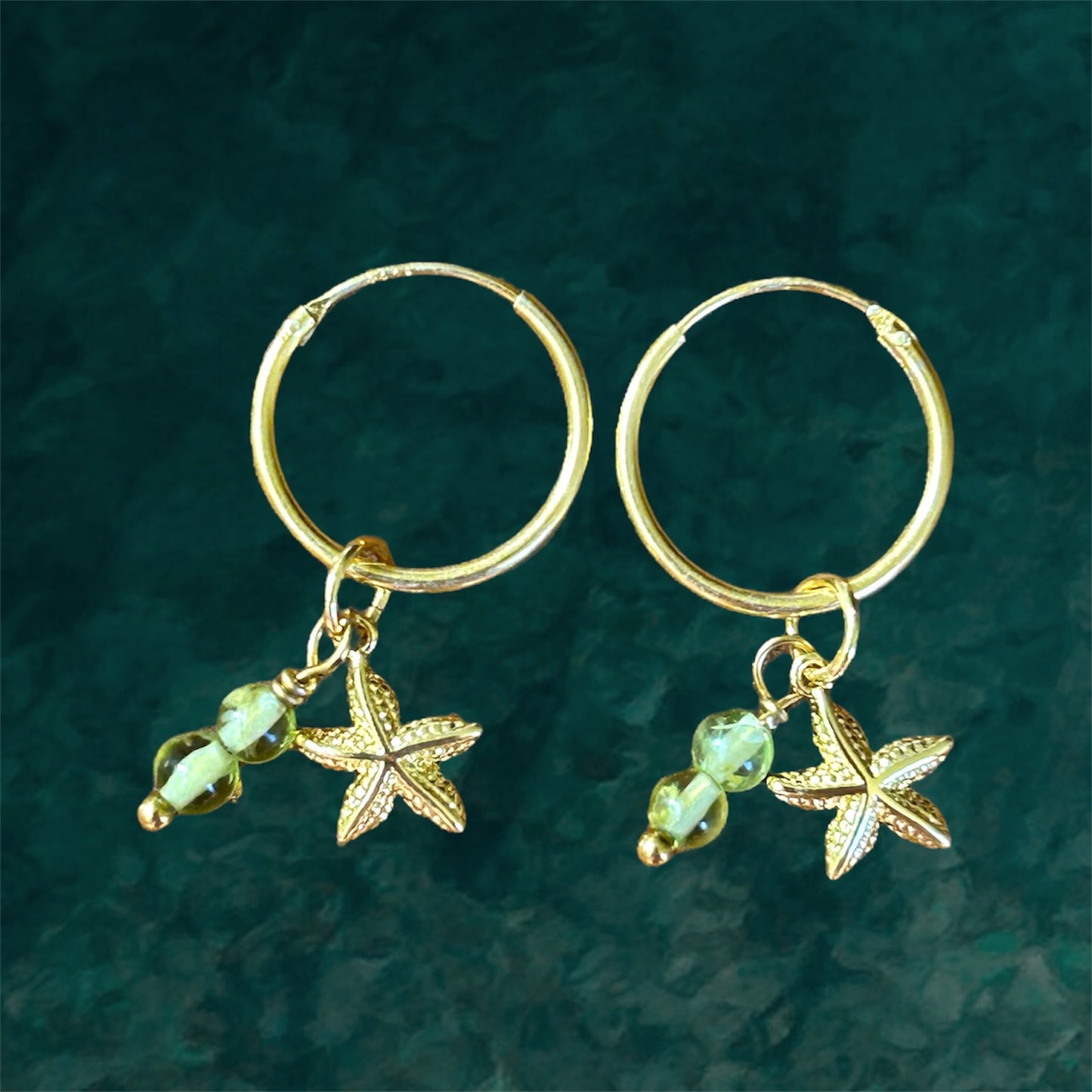Small Hoops | Starfish & Gemstone