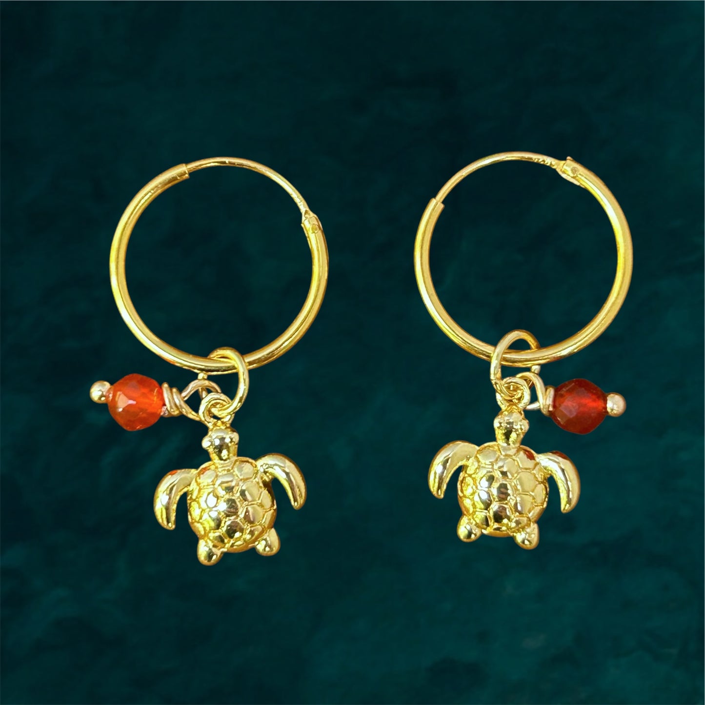 Small Hoops | Turtle & Gemstone