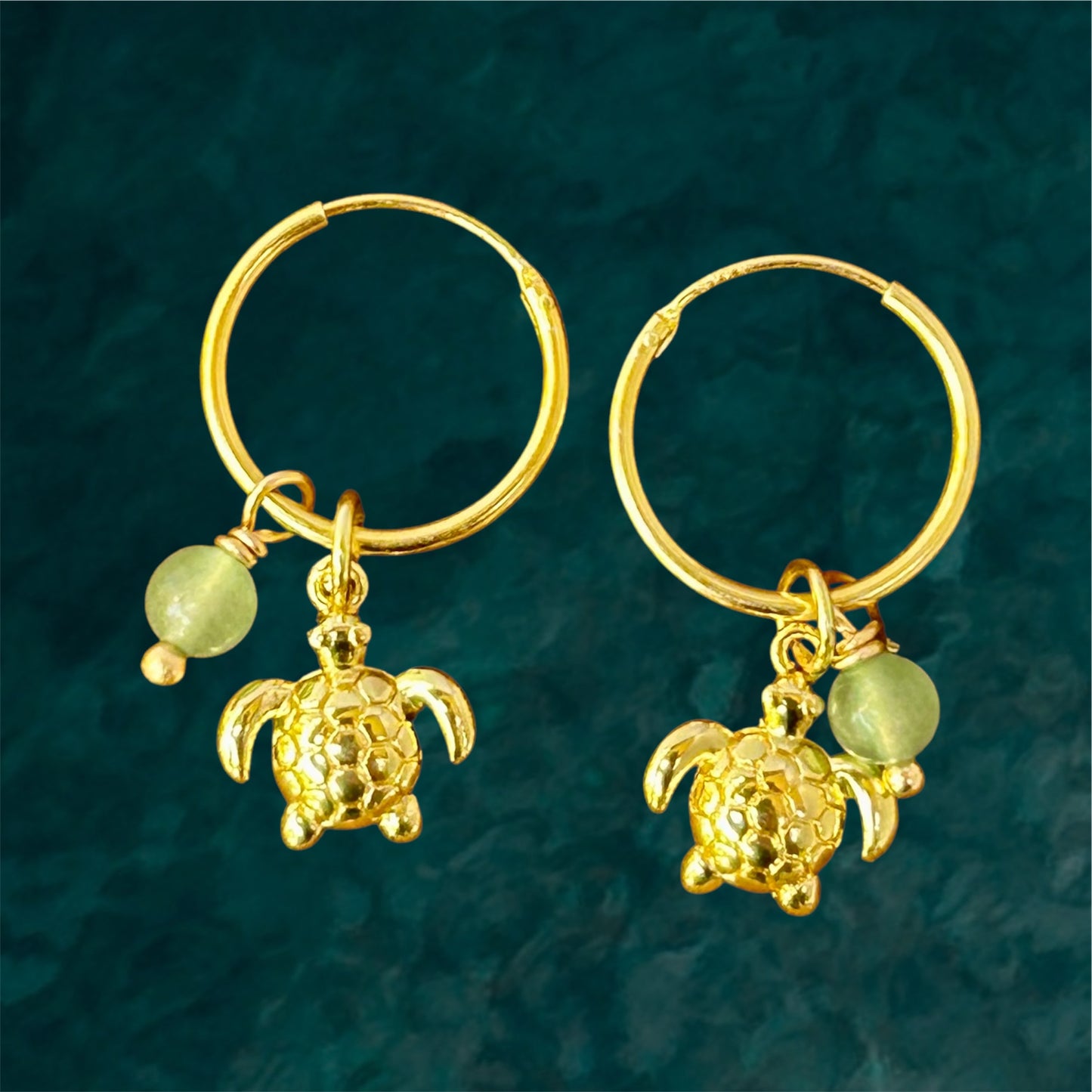 Small Hoops | Turtle & Gemstone