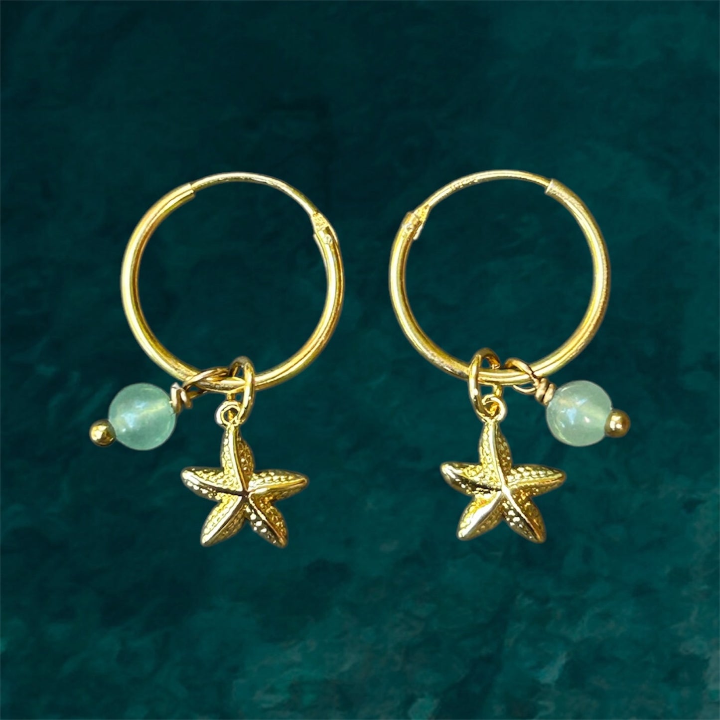 Small Hoops | Starfish & Gemstone