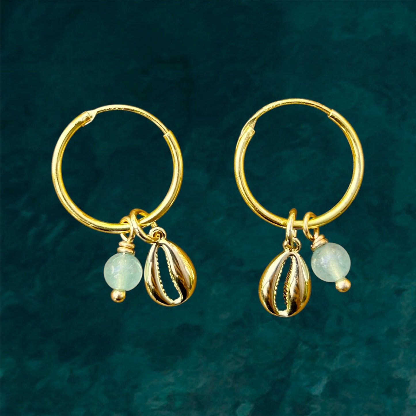 Small Hoops | Shell & Gemstone
