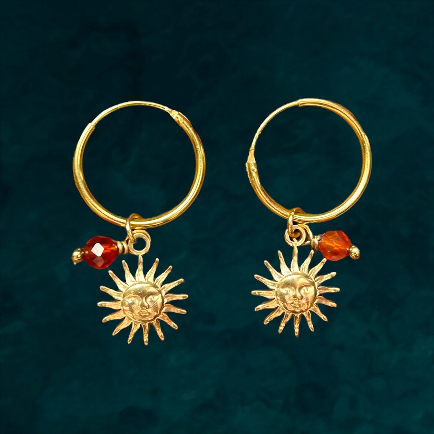 Small Hoops | Sun & Gemstone
