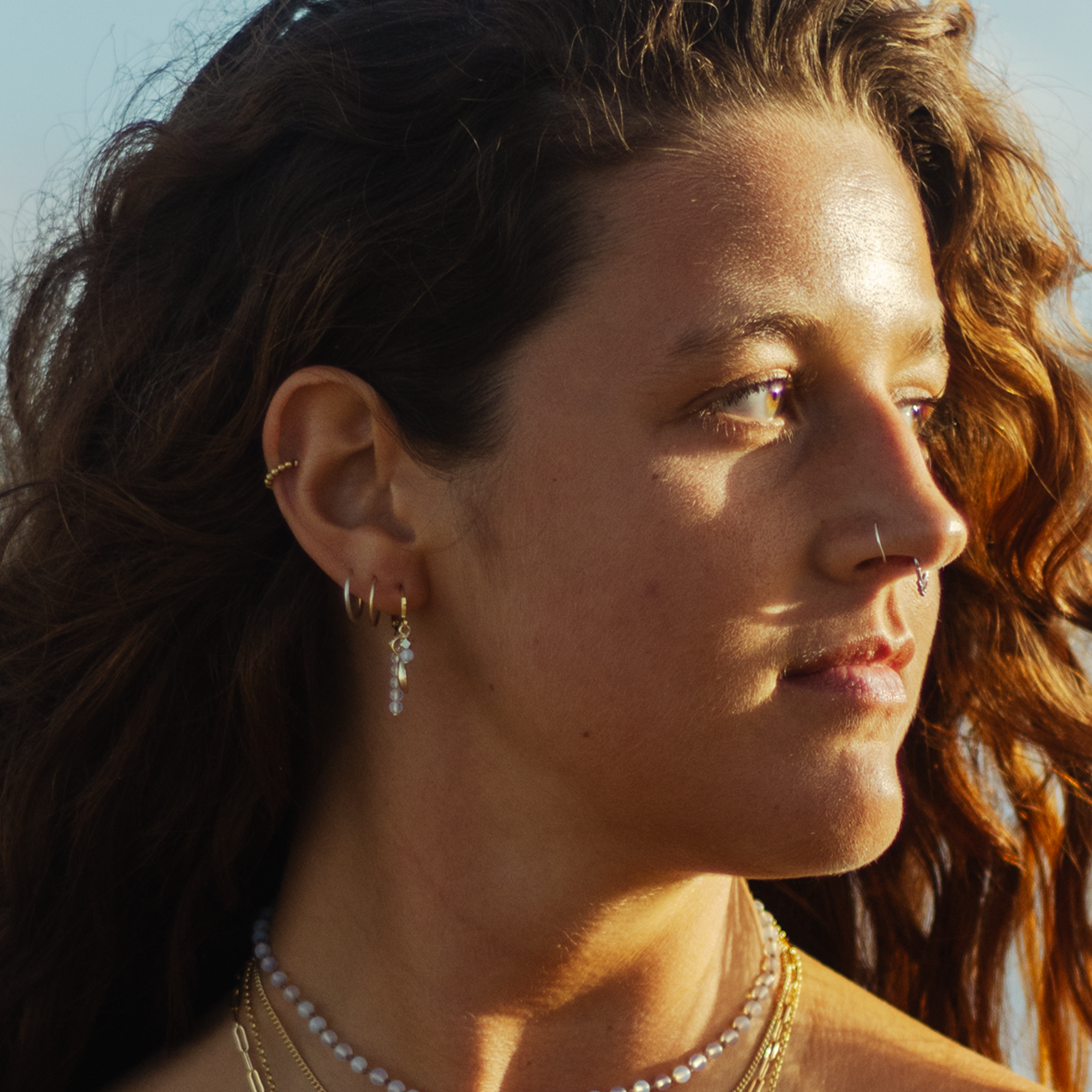 Waggly Earrings opalite in action