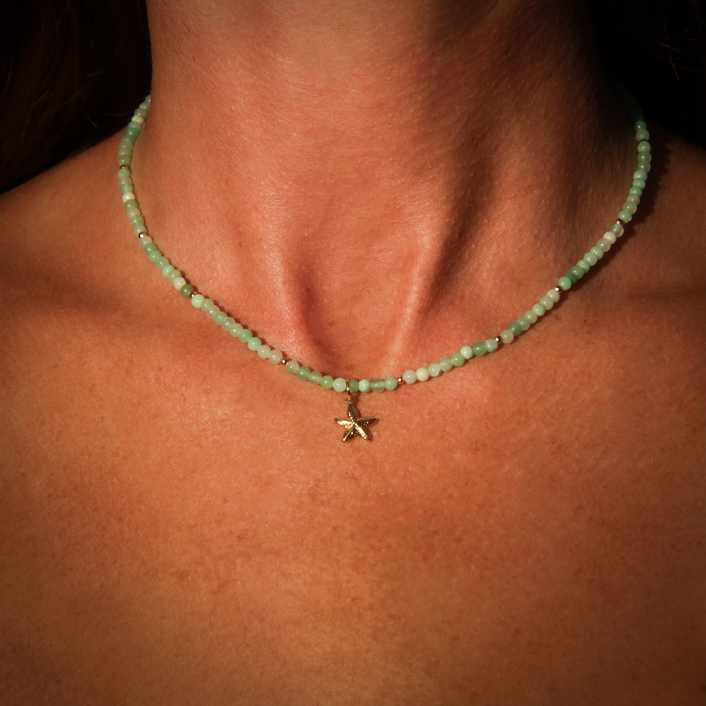 Gemstone Choker – Australian Jade (Chrysoprase) & Starfish