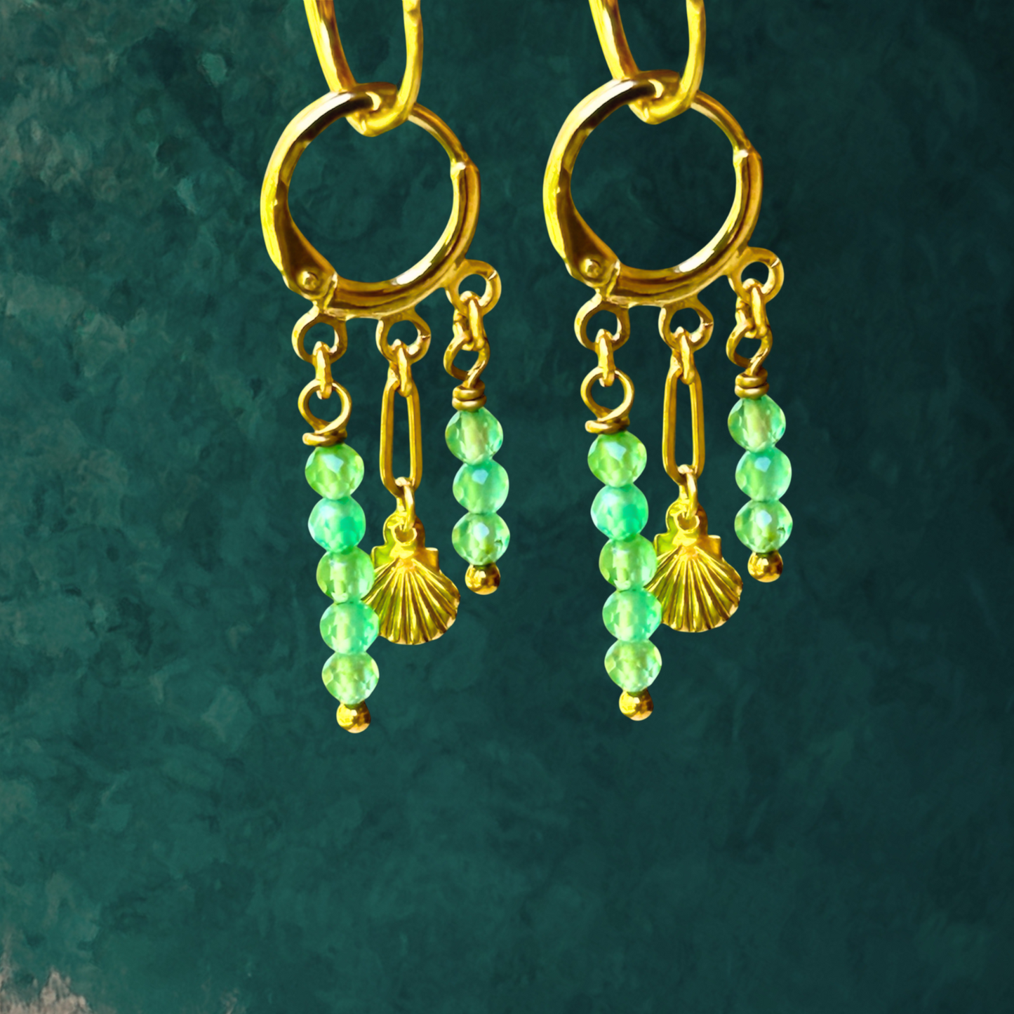 Waggyl Earrings - Green Agate Gemstone