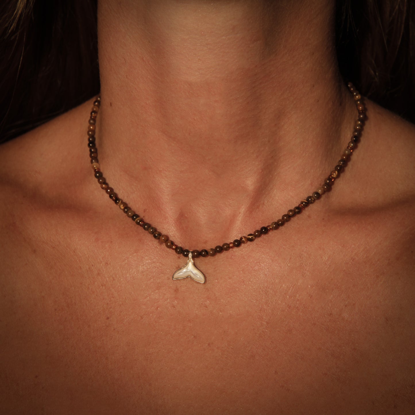 Gemstone Choker – Tigers Eye & Whale Tale