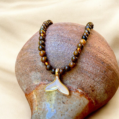 Gemstone Choker – Tigers Eye & Whale Tale