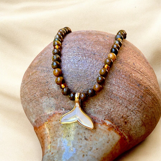 Gemstone Choker – Tigers Eye & Whale Tale
