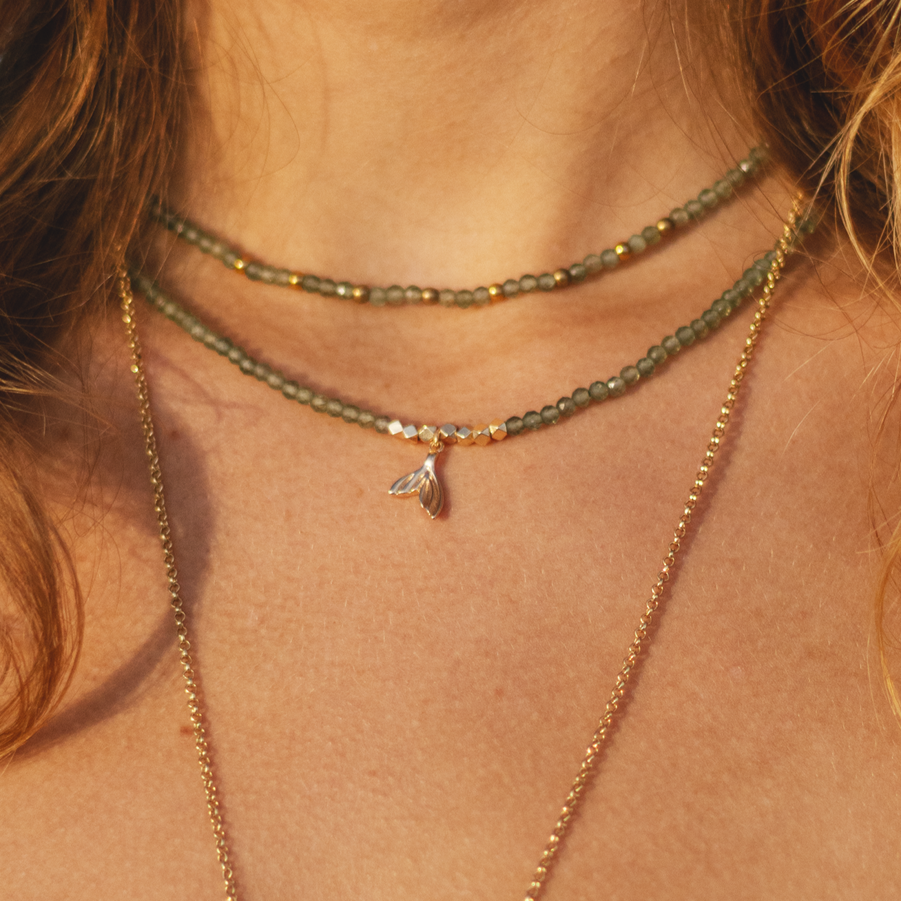 Gemstone Necklace | Amazonite  & Mini Whale Tale