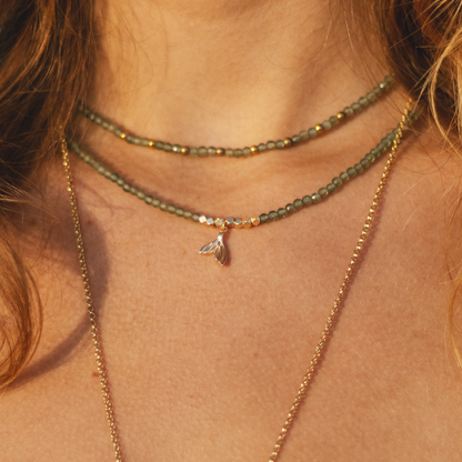 Gemstone Necklace | Amazonite  & Mini Whale Tale
