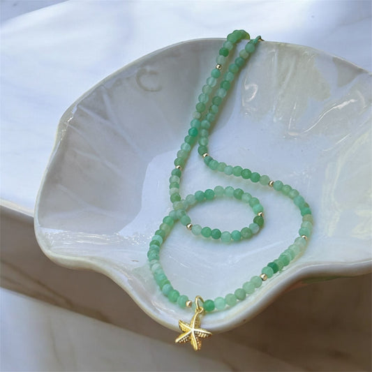 Gemstone Choker – Australian Jade (Chrysoprase) & Starfish