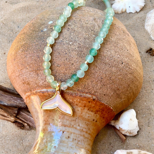 Gemstone Choker – Green Aventurine & Whale Tale