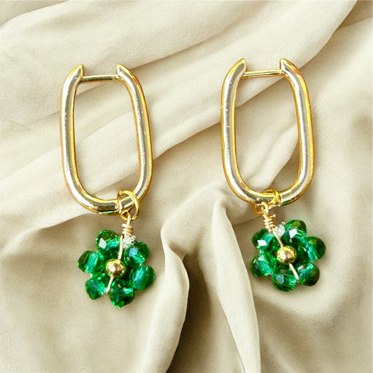 Oval Hoops - Flower Charm