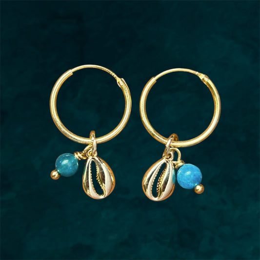 Small Hoops | Shell & Gemstone