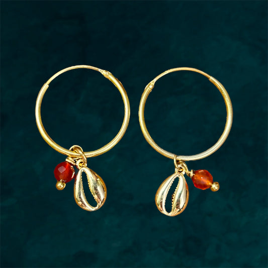 Small Hoops | Shell & Gemstone