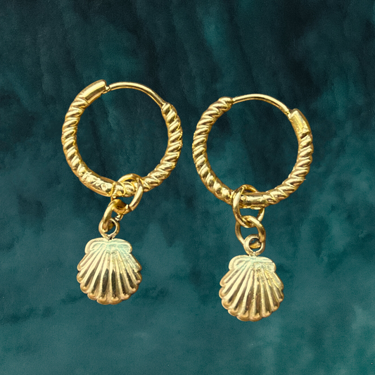 Small Twisted Hoops - Mini Shell
