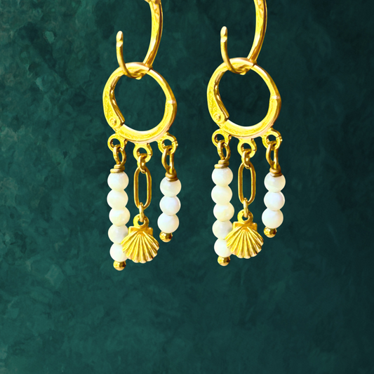 Waggyl Earrings - White Jade Gemstone