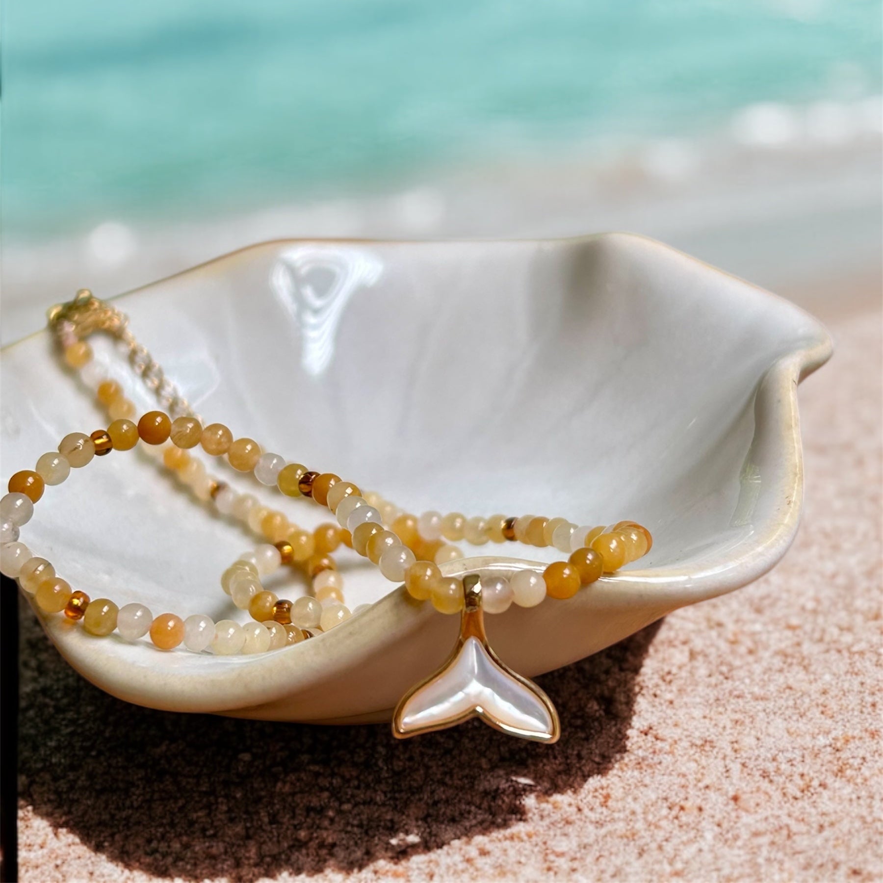 Yellow Aventurine Choker and Whale Tale