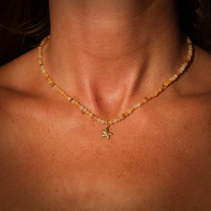 Gemstone Choker – Yellow Aventurine & Starfish