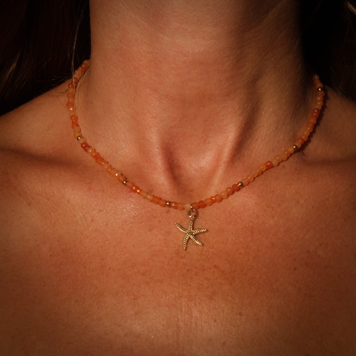 Gemstone Choker –Red Aventurine & Starfish