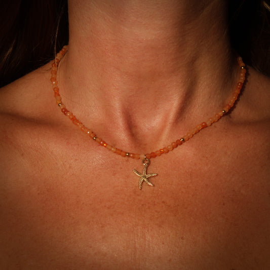 Gemstone Choker –Red Aventurine & Starfish
