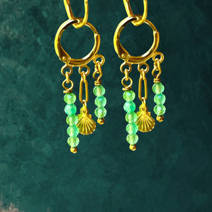 Waggyl Earrings - Green Agate Gemstone