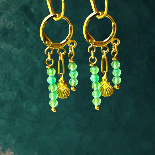 Waggyl Earrings - Green Agate Gemstone