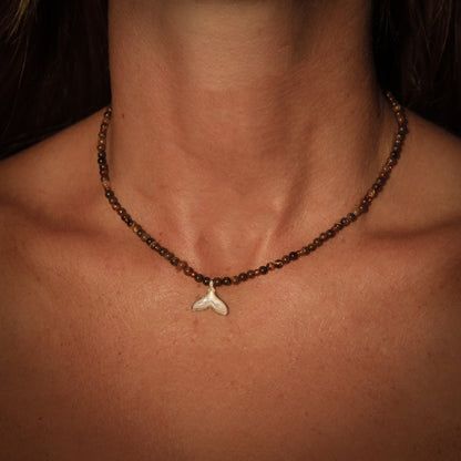 Gemstone Choker – Tigers Eye & Whale Tale