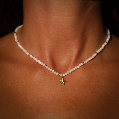 Gemstone Choker – White Jade & Starfish